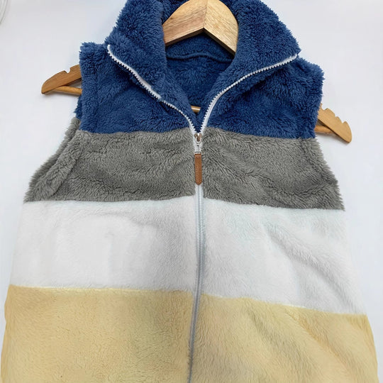 Damen kuschelige Fleece-Jacke mit hohen Kragen und praktischen Reißverschlusstaschen R&B