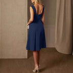 Damen festliches Maxikleid mit einem eleganten Wickeldesign und transparenter Ärmeln R&B