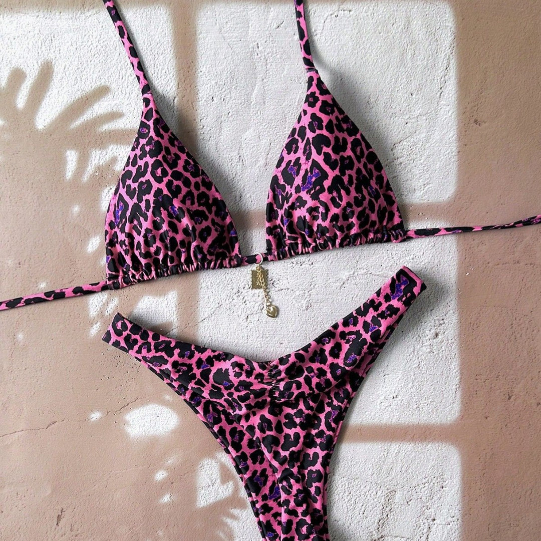 Damen Triangel-Bikini mit edlen Details und Animal-Print R&B