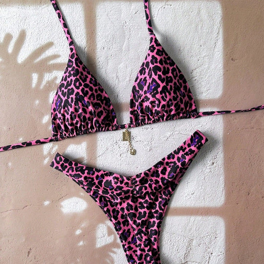 Damen Triangel-Bikini mit edlen Details und Animal-Print R&B