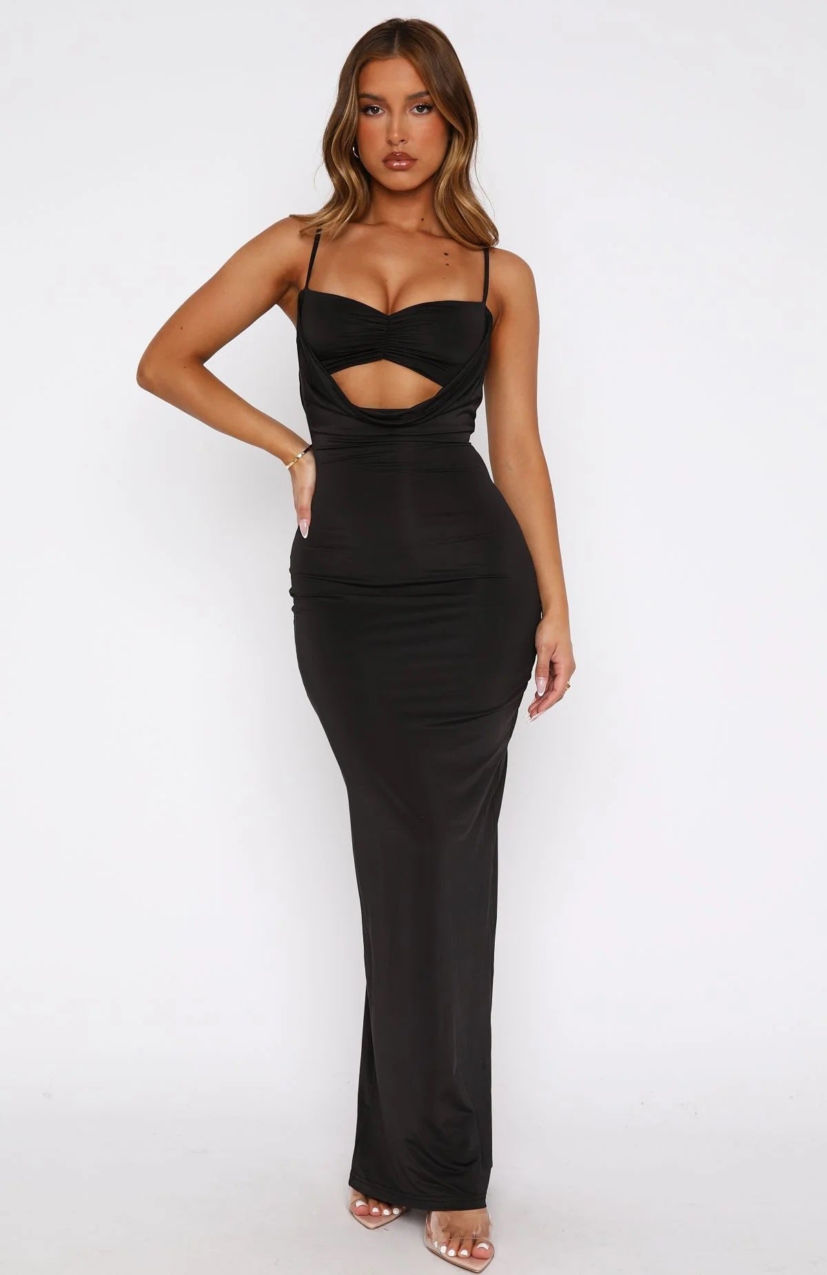 Damen Elegantes Cut-Out Maxikleid R&B