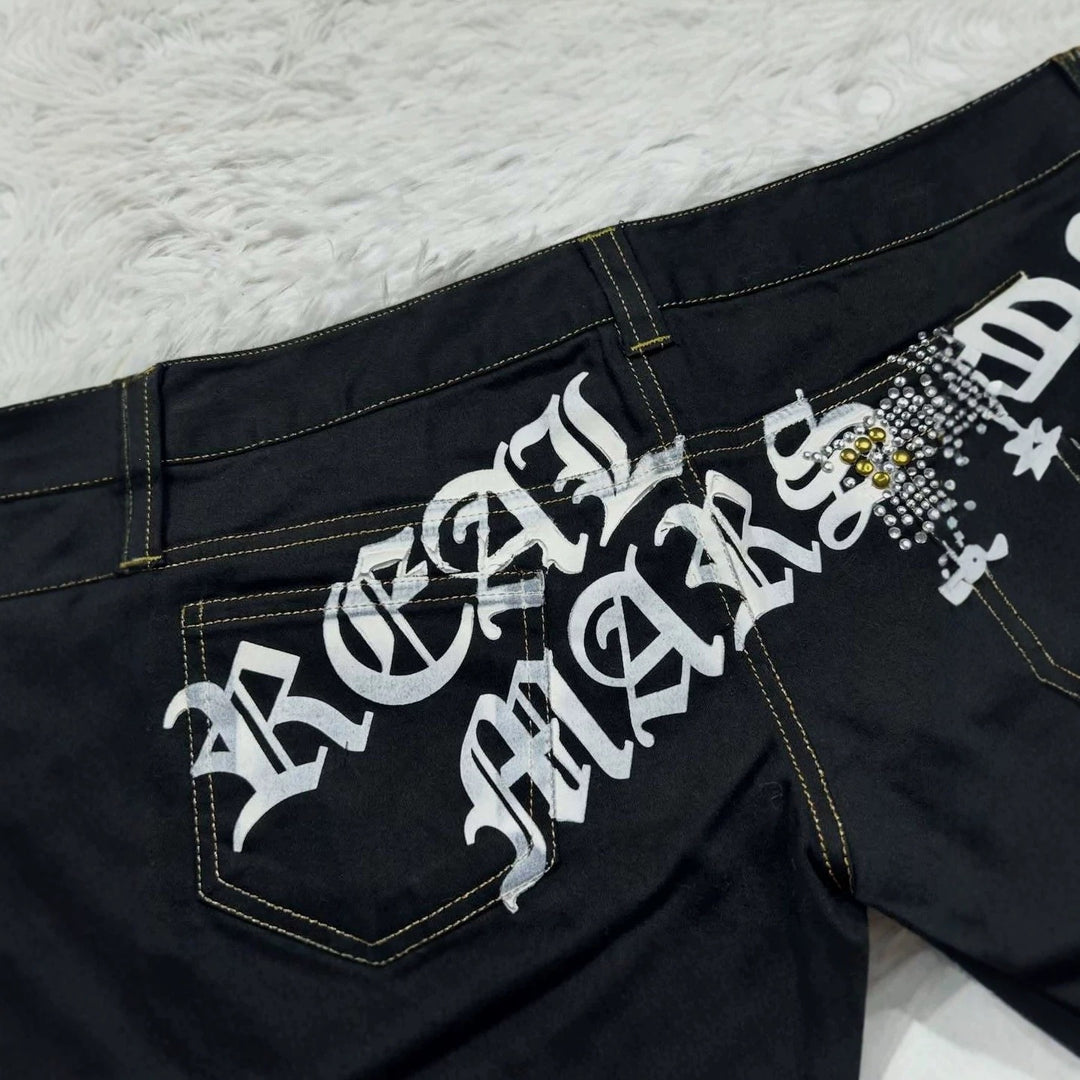 Damen Trendige Jeans-Shorts mit glitzernden Applikationen R&B