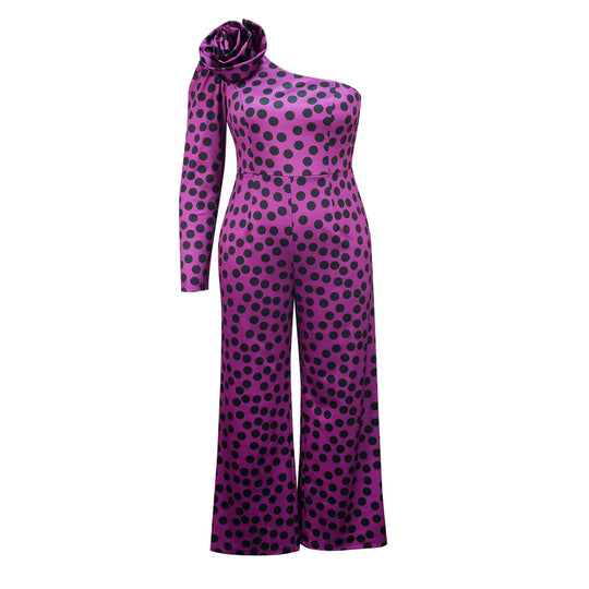 Damen Glamouröses Jumpsuit mit asymmetrischem Design und Rüschen-Detail R&B