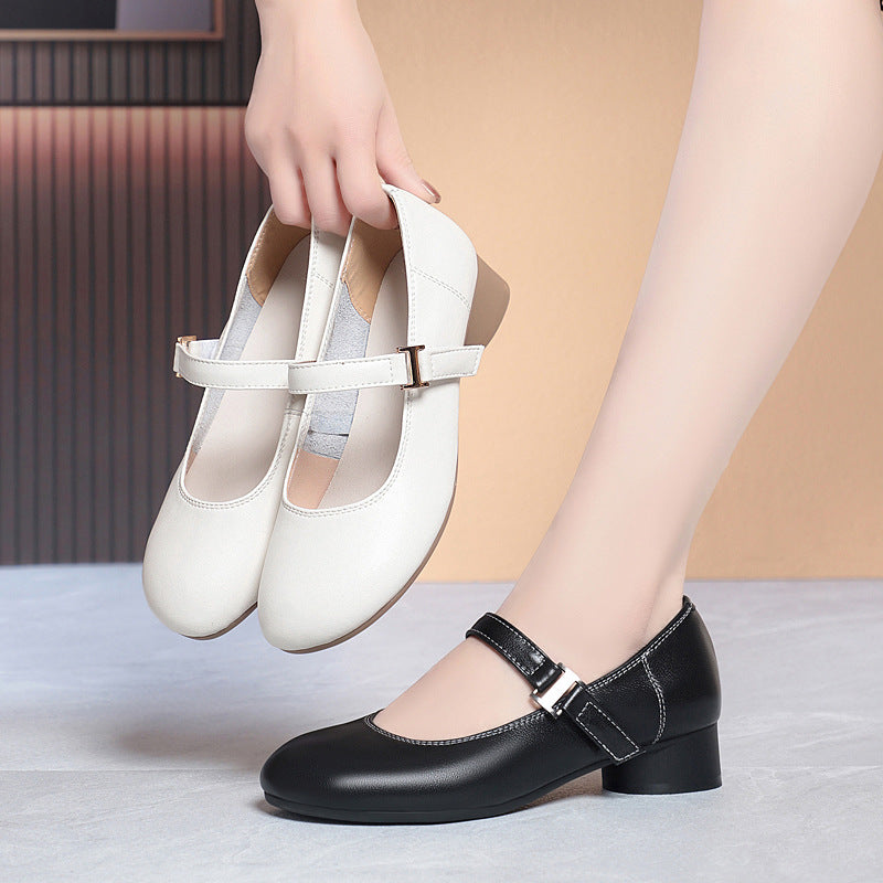 Damen Mary Jane Ballerinas mit verstellbarem Riemen und bequemem Blockabsatz R&B