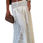 Damen Maxi-Rock mit elegantem Spitzen-Design und seitlichen Bändern R&B