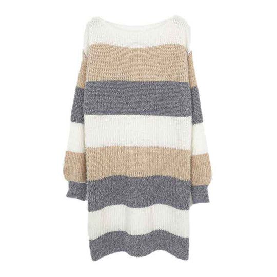 Damen gestreiftes Strickkleid mit weitem Schnitt R&B