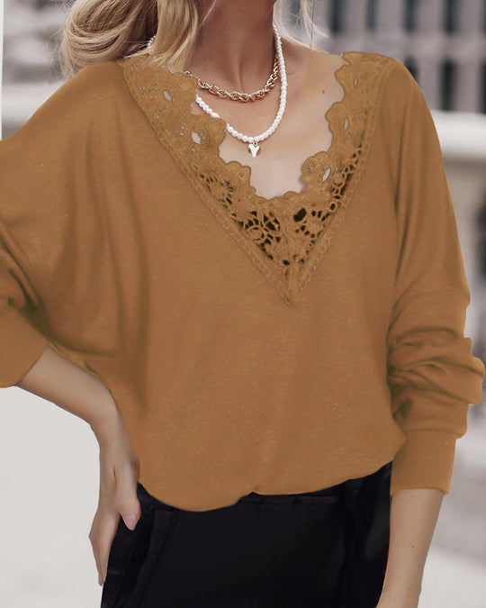 Damen Pullover mit eleganter Spitze und lässigem Schnitt R&B