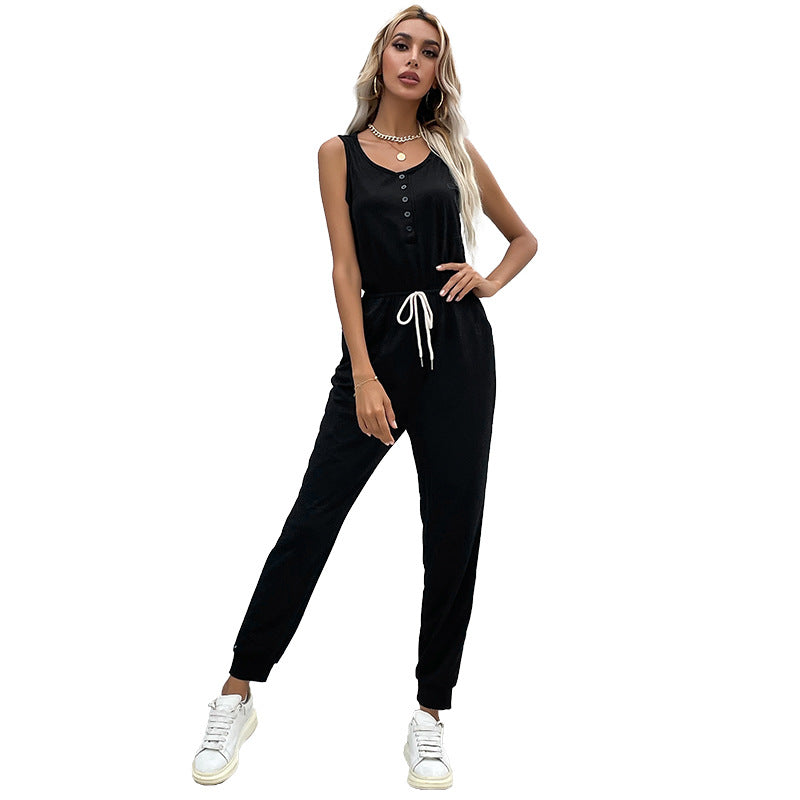 Damen Jumpsuit mit elastischem Taillenbund und praktischen Taschen R&B