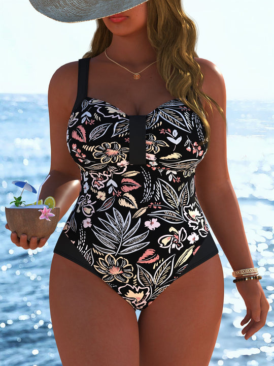Damen Einteiliger Badeanzug mit auffälligem Tiermuster R&B
