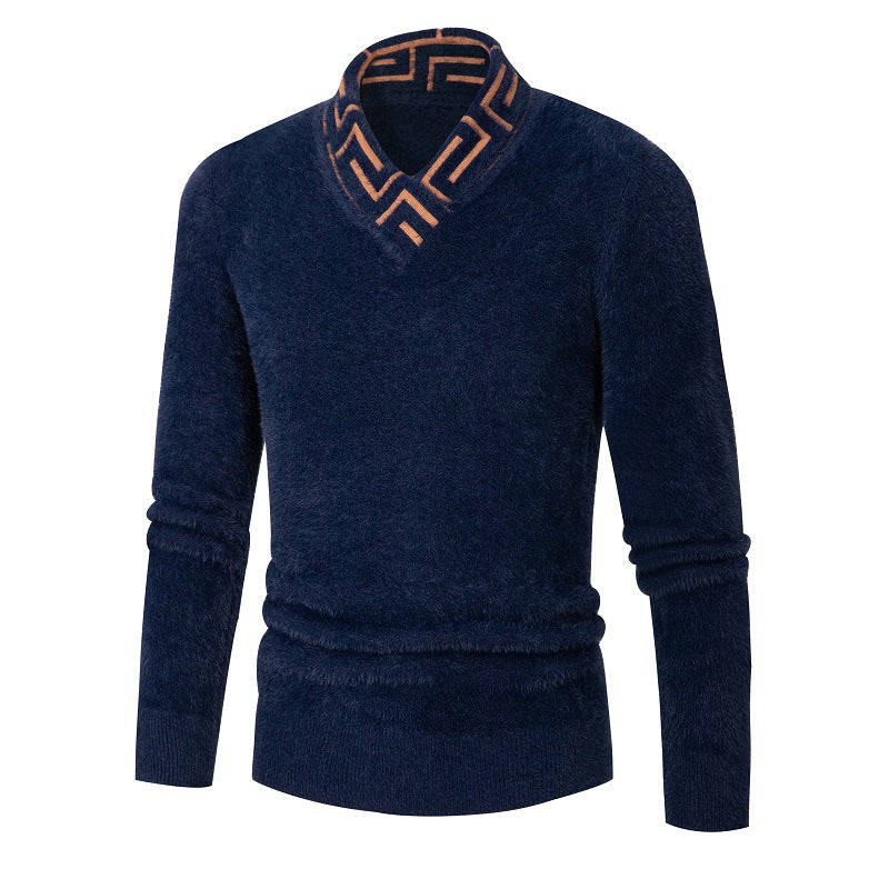 Herren modischer Pullover mit schickem Stehkragen und strukturiertem Design R&B