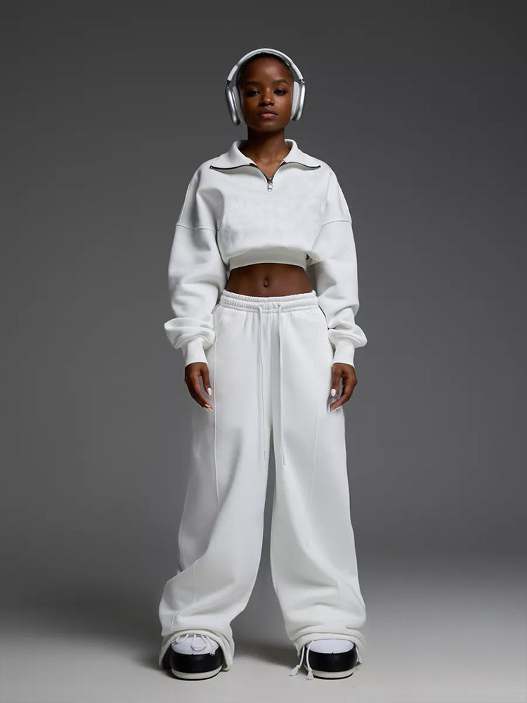 Damen lässiges und oversized Sweatset mit Reißverschluss R&B