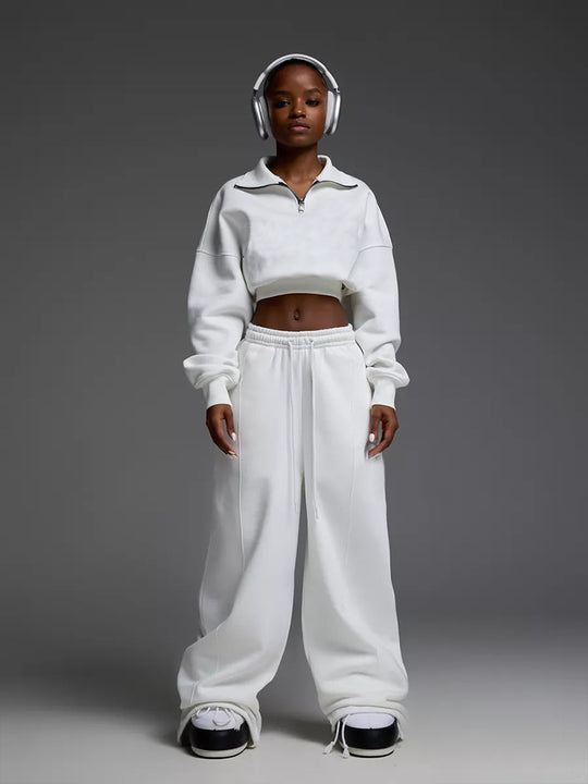 Damen lässiges und oversized Sweatset mit Reißverschluss R&B