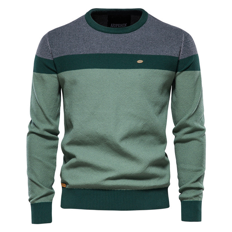 Herren Strickpullover mit modernem Farbblockdesign und feiner Struktur R&B