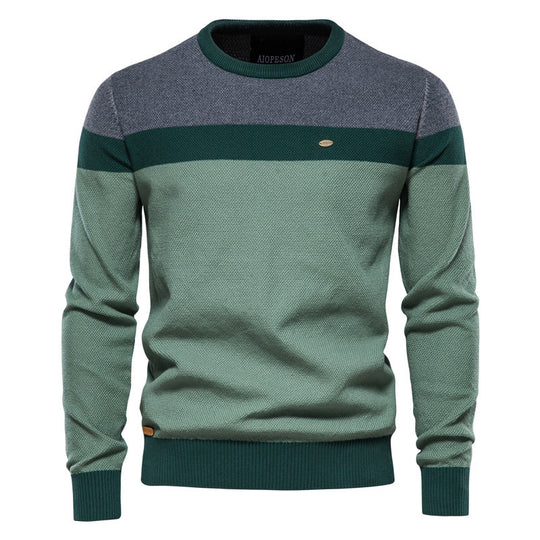 Herren Strickpullover mit modernem Farbblockdesign und feiner Struktur R&B