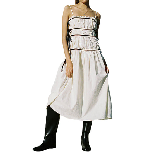 Damen Maxikleid mit verspieltem Rüschendesign und verstellbaren Trägern R&B