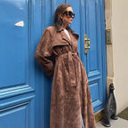Damen eleganter Trenchcoat mit trendigem Oversized-Schnitt R&B