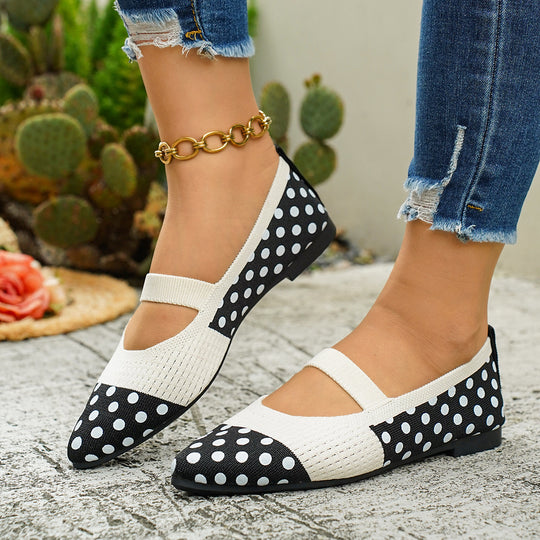 Damen Ballerinas mit punktiertem Design und elastischem Fesselriemen R&B