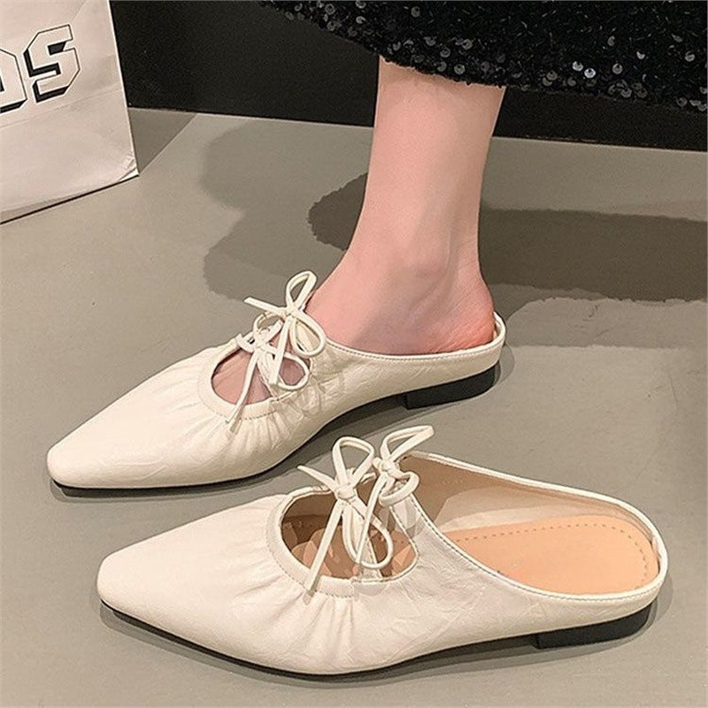 Damen flache Mules mit dekorativen Schleifen R&B