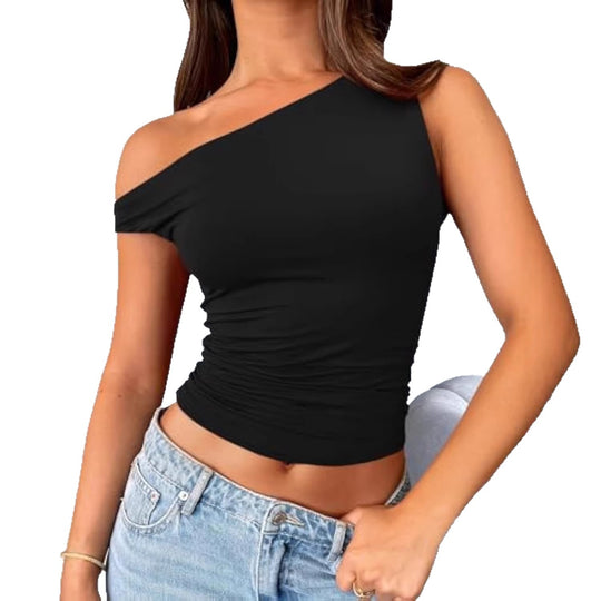 Damen asymmetrisches Oberteil mit Raffung R&B