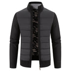 Herren Steppjacke mit hybridem Strickdesign und hohem Kragen