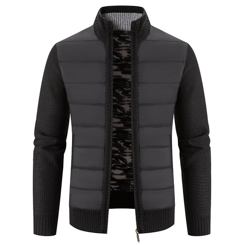 Herren Steppjacke mit hybridem Strickdesign und hohem Kragen R&B