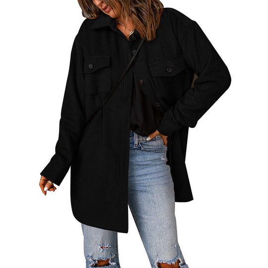Damen Übershirt aus weichem Fleece mit Taschen und Knopfdetails R&B