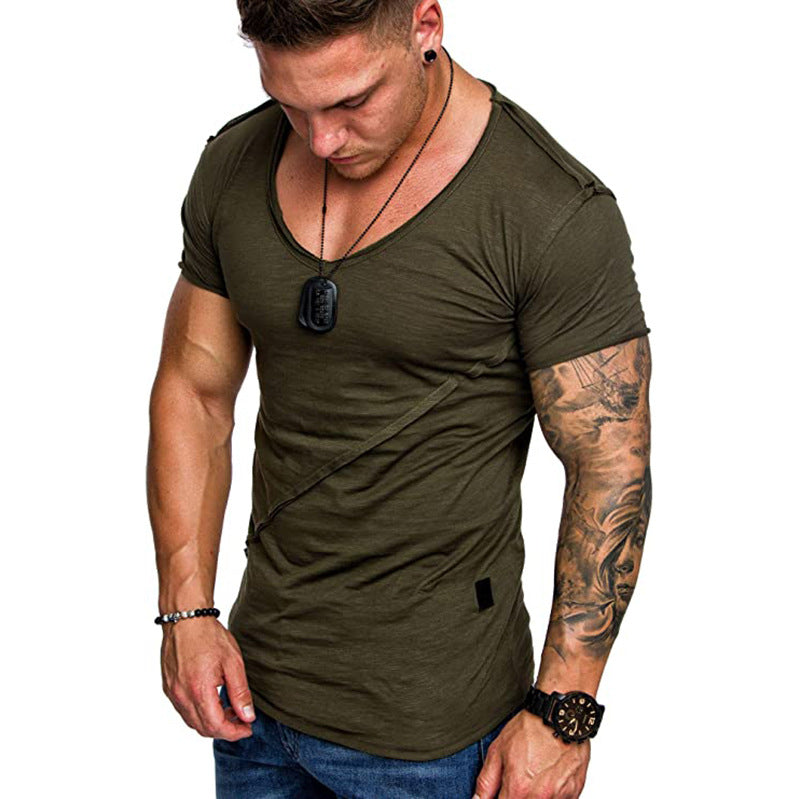 Herren V-Ausschnitt T-Shirt aus hochwertiger Baumwolle mit strukturierter Oberfläche R&B