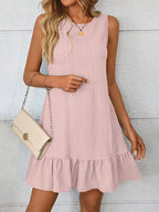 Damen lässiges Sommerkleid mit Rüschensaum und leichtem Material R&B