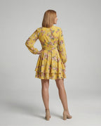 Damen Blumenkleid Midi Wickeloptik