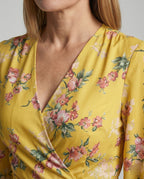 Damen Blumenkleid Midi Wickeloptik