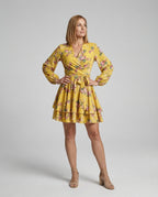 Damen Blumenkleid Midi Wickeloptik