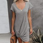 Damen Kurzarm Kleid mit geknotetem Detail R&B