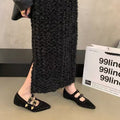 Damen Ballerina-Schuhe mit dekorativen Riemchen und funkelndem Detail EB