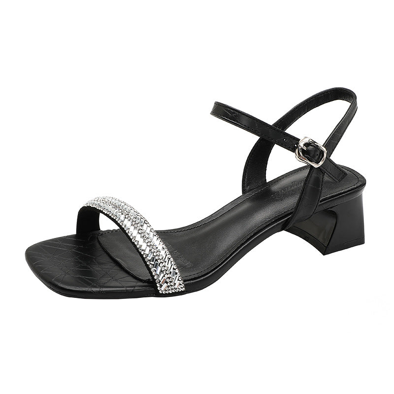 Damen Slingback-Sandalen mit funkelndem Design und komfortablem Blockabsatz