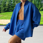 Damen Oversized Hemdblusenkleid mit langen Ärmeln und asymmetrischem Schnitt R&B