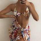 Damen Bikini-Set mit verstellbaren Trägern und modischem Wickelrock