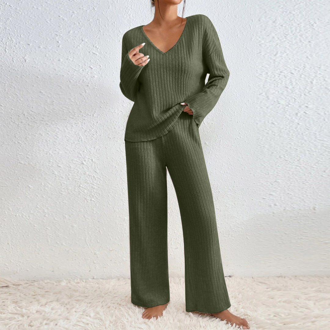 Damen Lässiges Strick-Loungewear-Set R&B