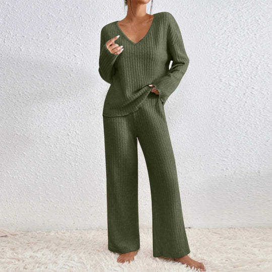 Damen Lässiges Strick-Loungewear-Set R&B