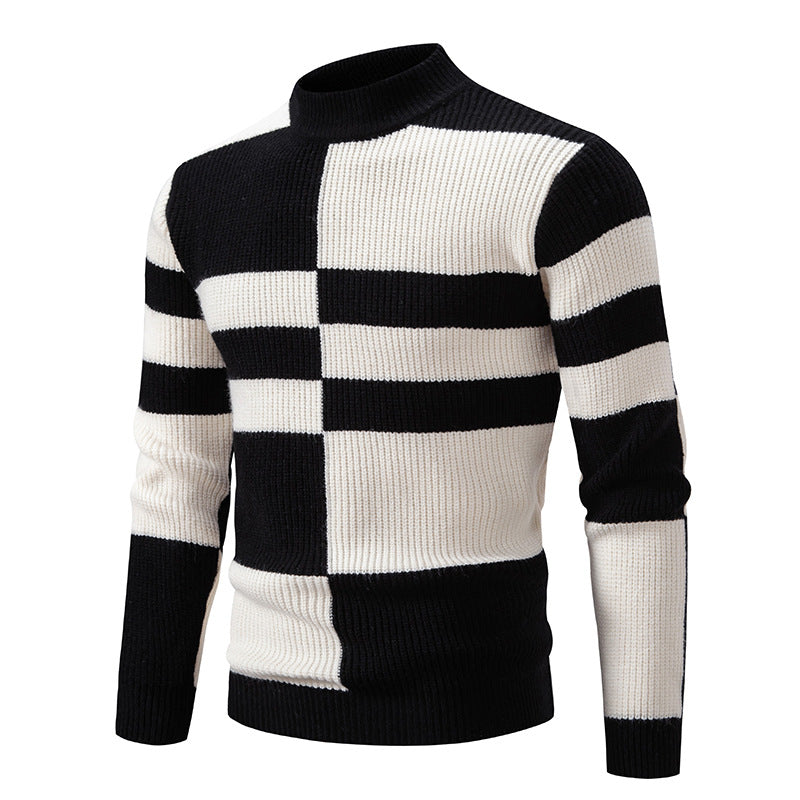 Herren moderner Rollkragenpullover mit strukturiertem Rippdesign