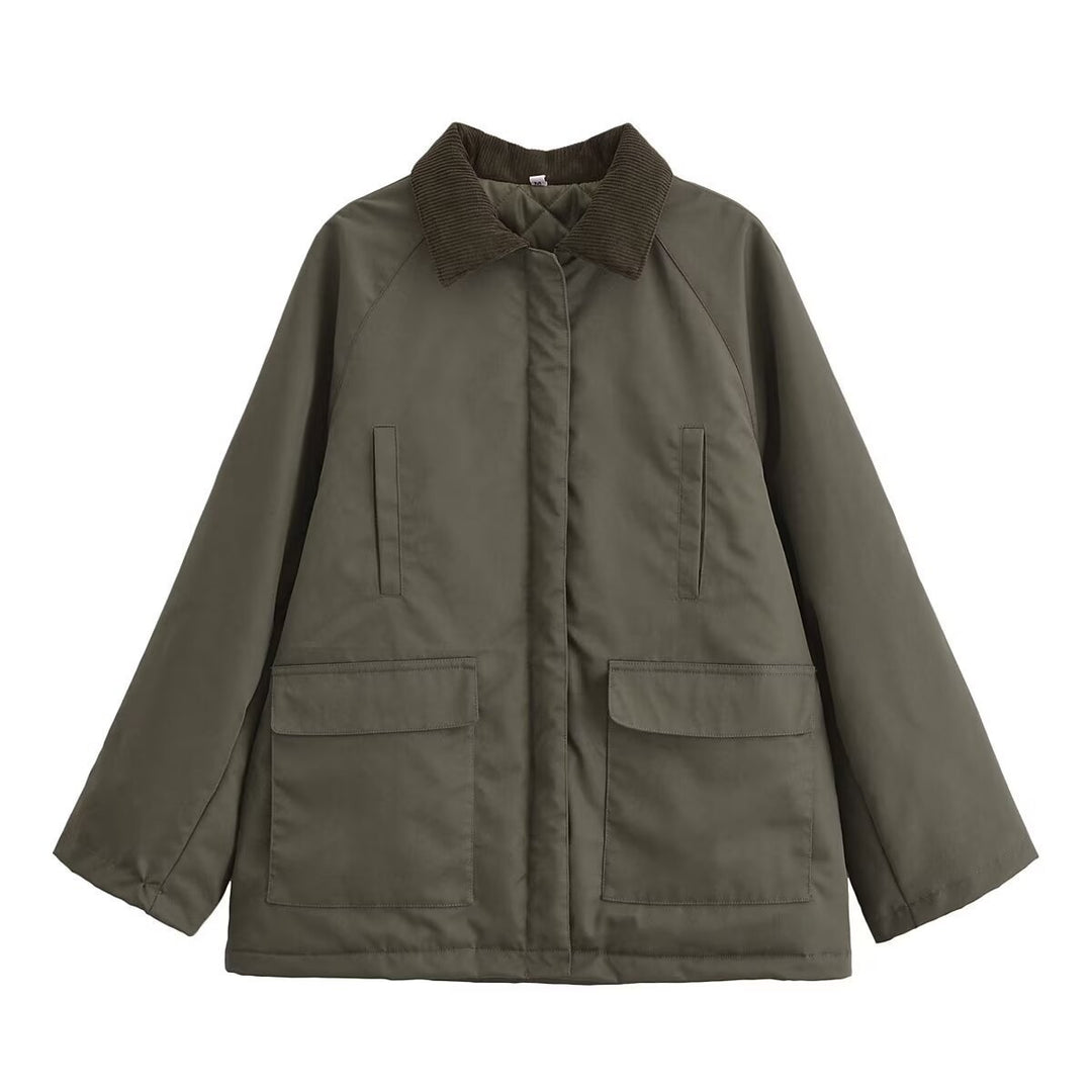 Damen Übergangsjacke mit hohem Kragen und praktischen Taschen R&B