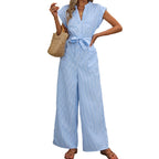 Damen Jumpsuit mit gerafftem Taillenband und praktischen Taschen R&B