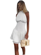 Damen verspieltes Halterkleid mit fließendem Rock R&B