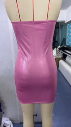 Damen figurbetontes Mini Kleid mit dehnbarem Glitzerstoff R&B