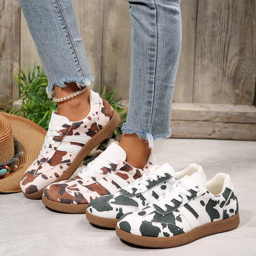 Damen Sportliche Sneakers mit trendigem Kuhdesign R&B