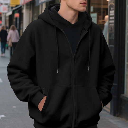 Herren Zip-Hoodie mit praktischen Taschen und atmungsaktiver Fleece-Innenausstattung R&B