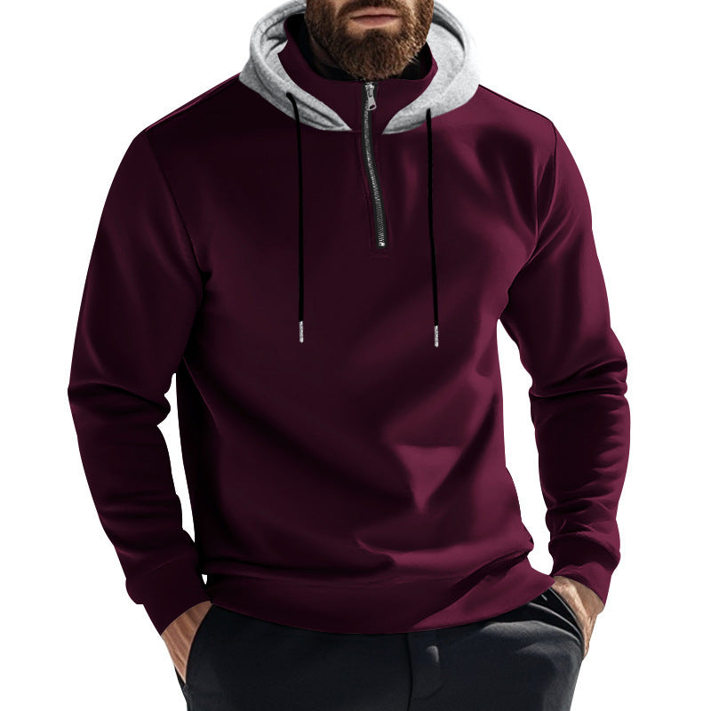 Herren Sportlicher Kapuzenpullover mit halbem Reißverschluss und atmungsaktivem Material R&B