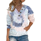 Damen lässiger Pullover mit Knopfdetails und modernem Batikmuster