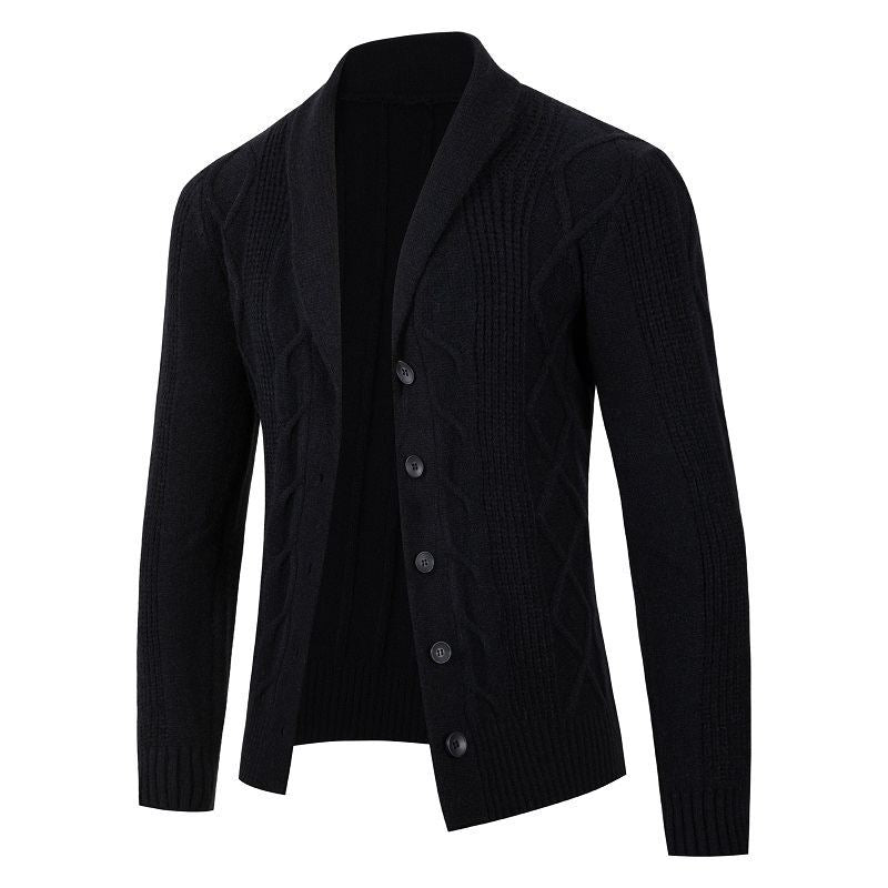 Herren Strickjacke mit modischem Zopfmuster und strukturierter Textur