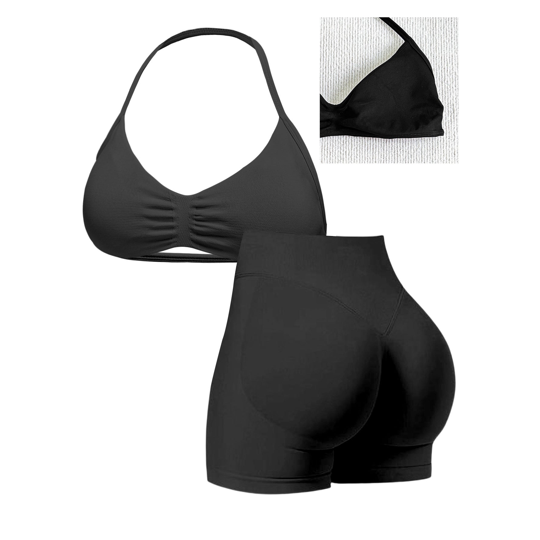 Damen Sport-Bikini-Oberteil mit hoch geschnittenen Shorts und nahtlosem Design R&B