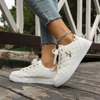 Damen Freizeit-Sneaker mit elegantem Steppdesign und goldenen Akzenten R&B